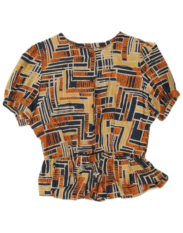 Vintage Womens Shirt Blouse UK 12 Medium Multicoloured Geometric