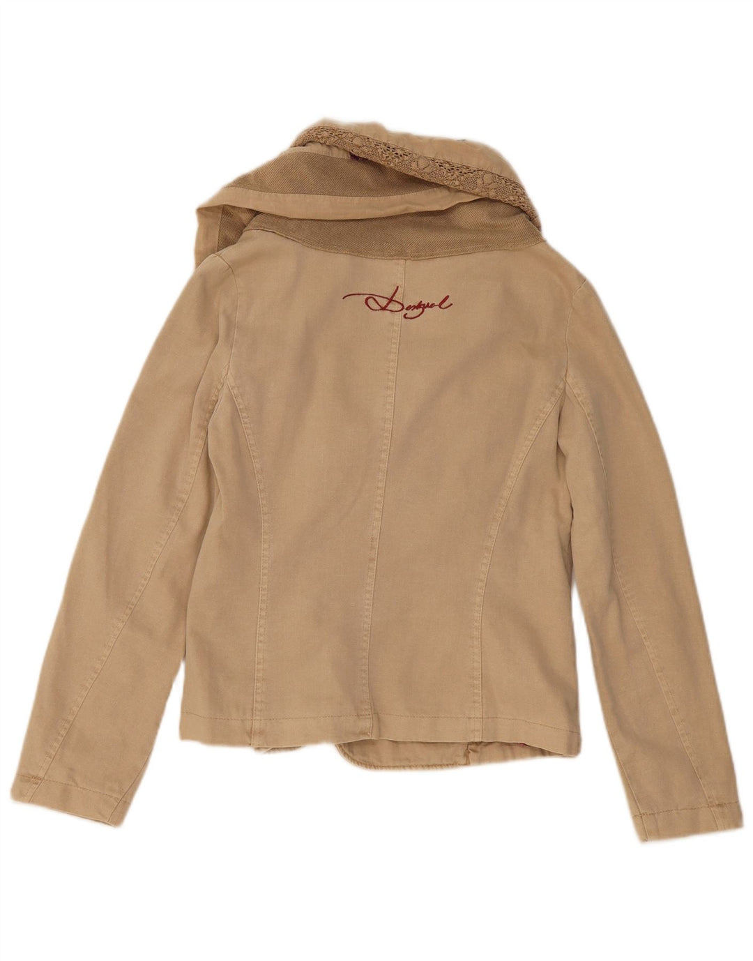Desigual Giacca bomber corta da donna EU 36 Small Beige Colourblock Cotton