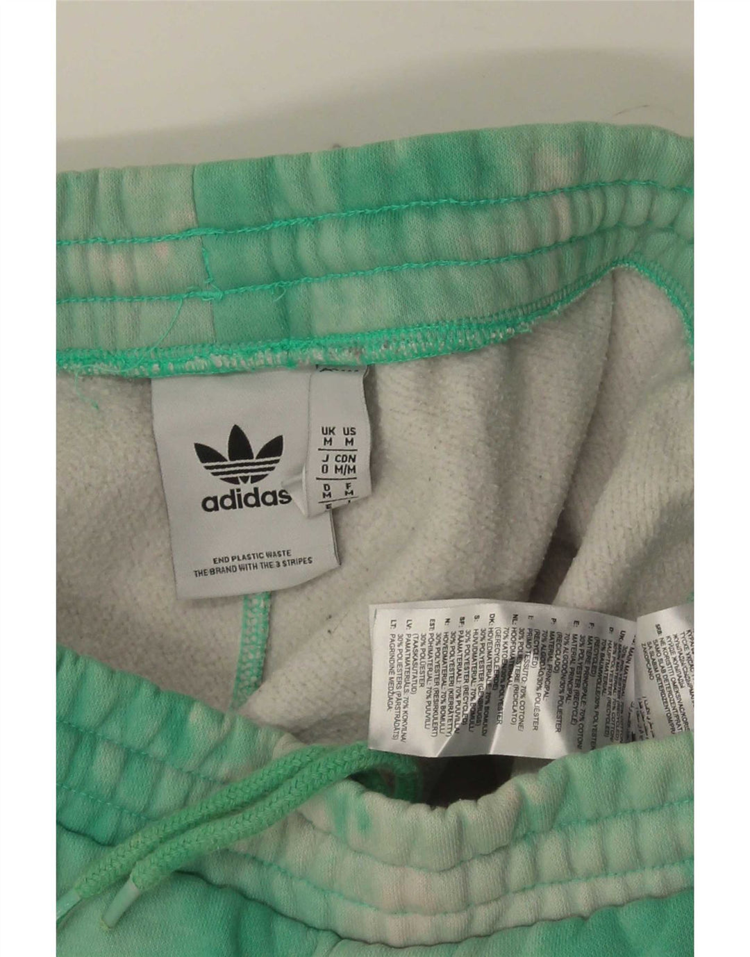 Pantaloncini sportivi da uomo Adidas in cotone tie-dye verde medio