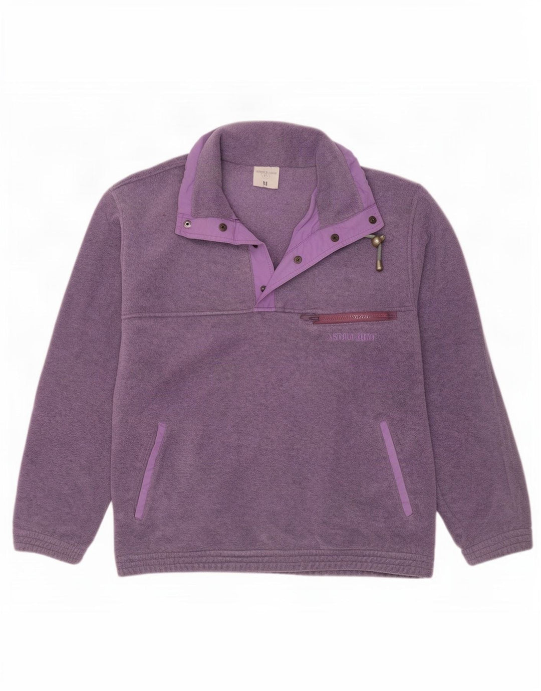 Maglione in pile da uomo con bottone e collo Astrolabio viola medio