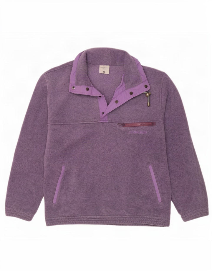 Maglione in pile da uomo con bottone e collo Astrolabio viola medio