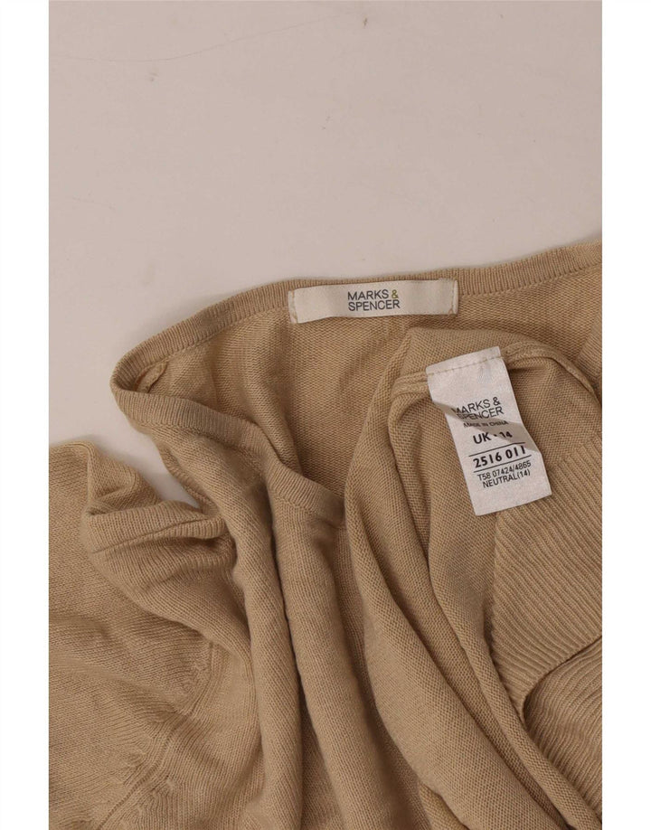 Maglione cardigan da donna Marks & Spencer UK 14 grande acrilico beige