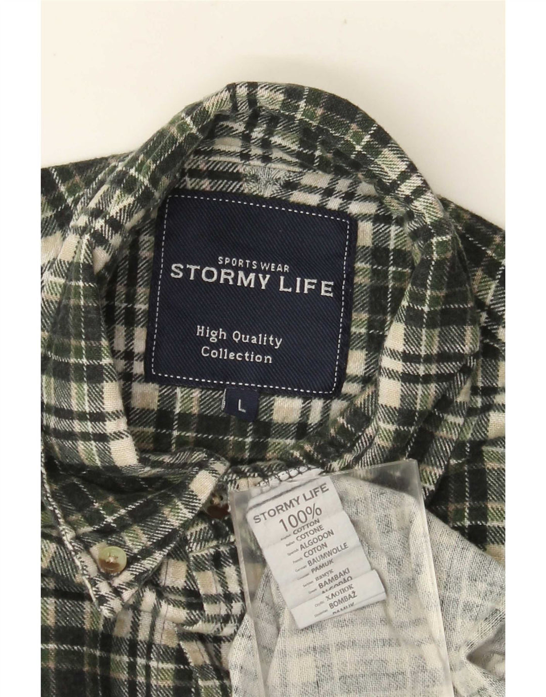 Camicia vintage da uomo in flanella di cotone a quadri verdi grandi