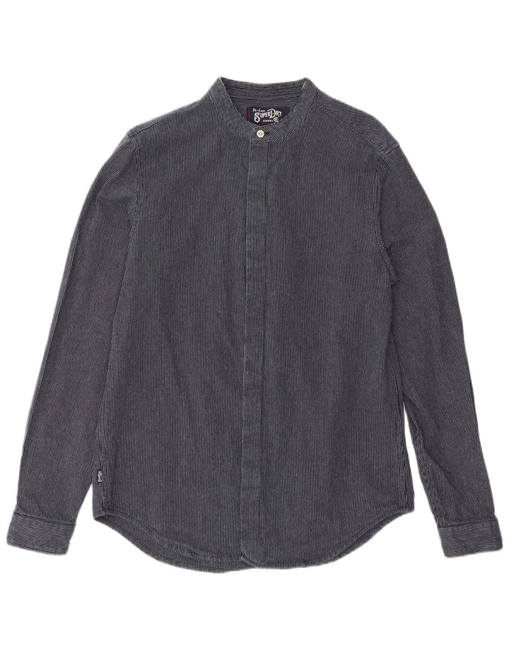 Camicia da uomo Superdry poliestere gessato medio blu navy