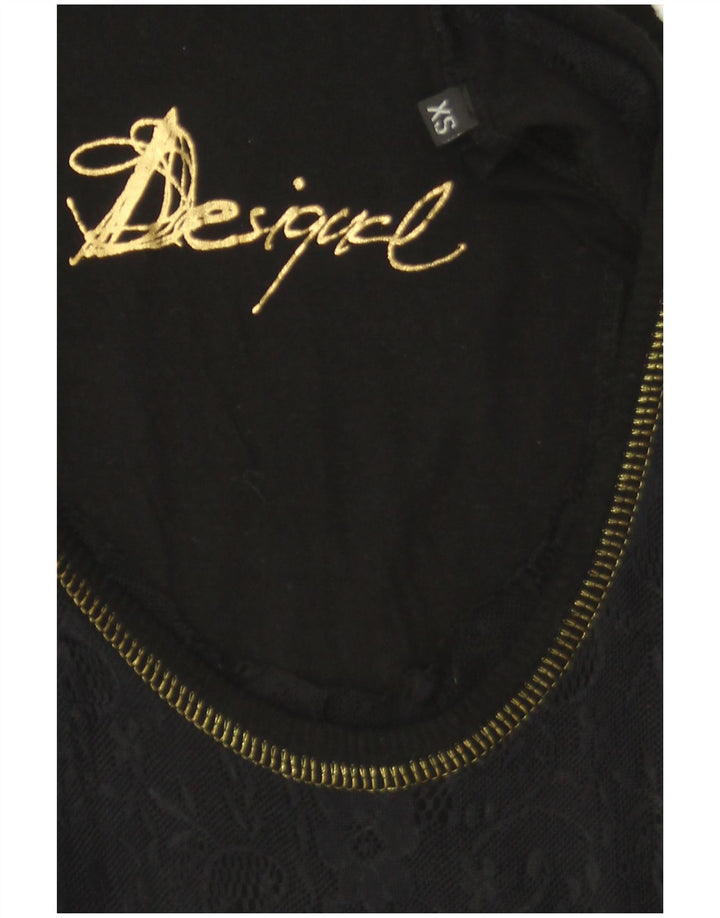 Desigual Donna Graphic Camicetta Top UK 6 XS Nero Floreale