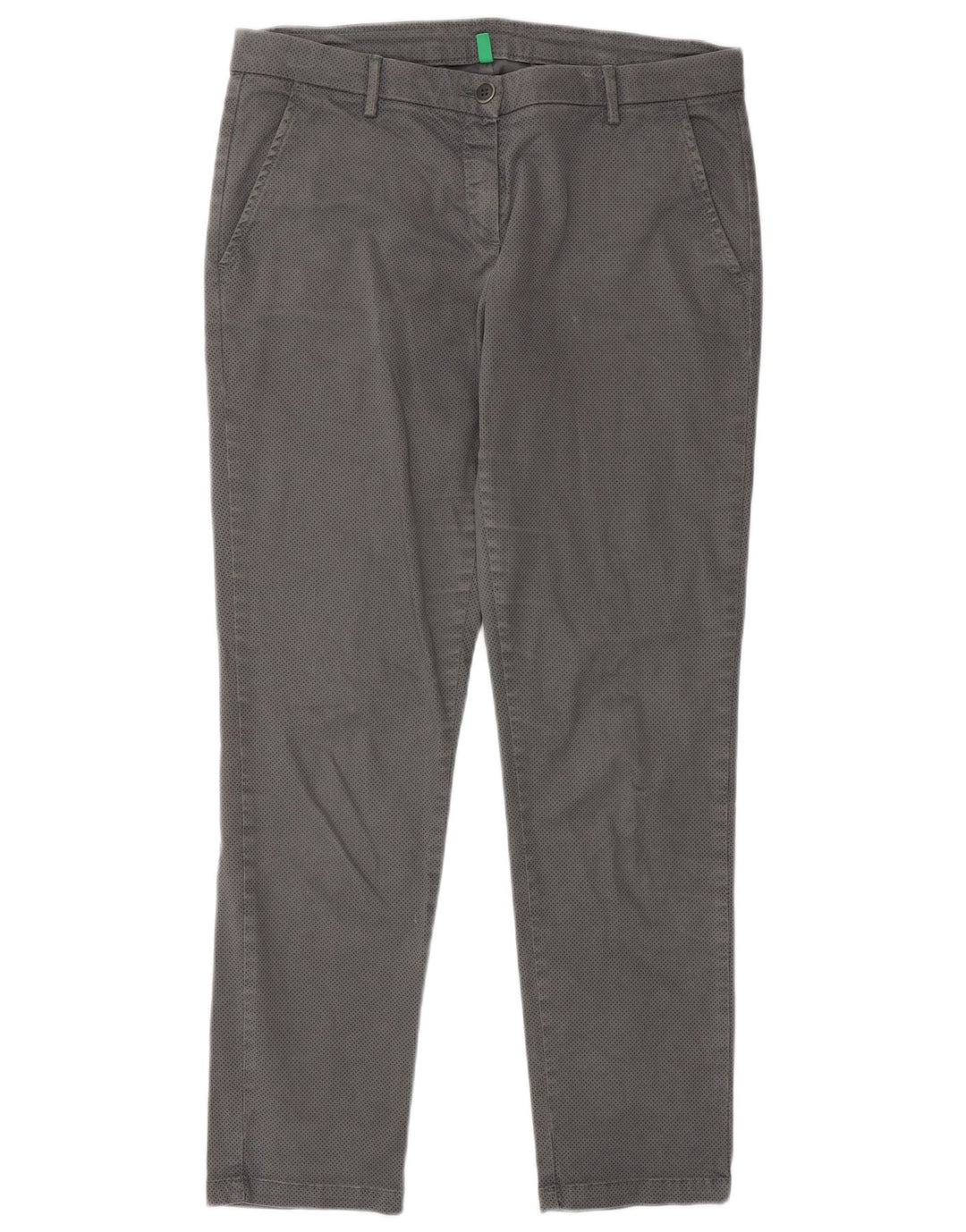 Pantaloni chino slim da donna BENETTON UK 12 medi W32 L28 grigio maculato