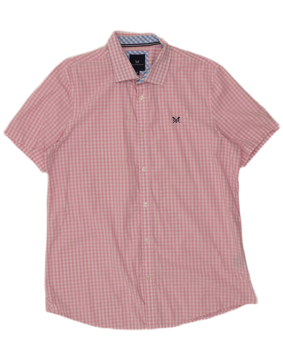 J. CREW Camicia a maniche corte da uomo XL in cotone a quadretti rosa
