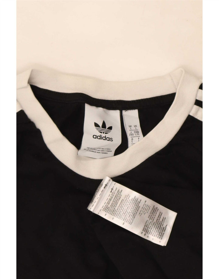 Top Adidas da uomo a manica lunga grande in cotone nero