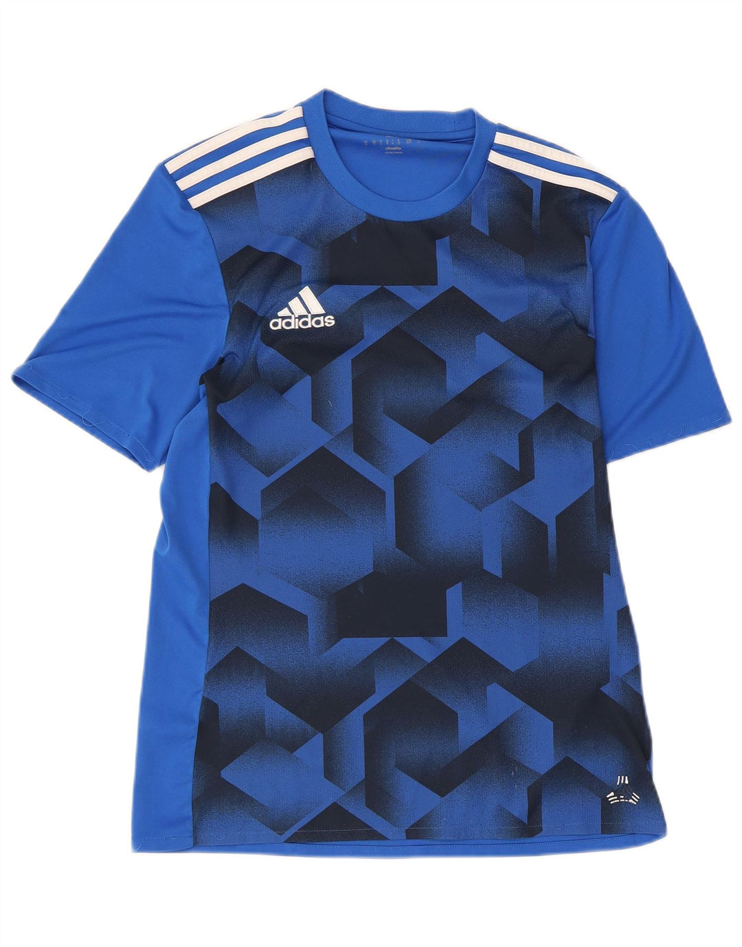 T-shirt grafica Adidas da uomo Climalite Top piccolo poliestere geometrico blu