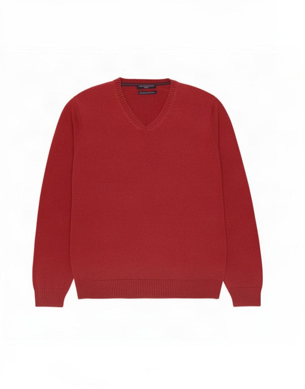 Maglione da uomo Marks & Spencer Blue Harbour con scollo a V grande cotone rosso