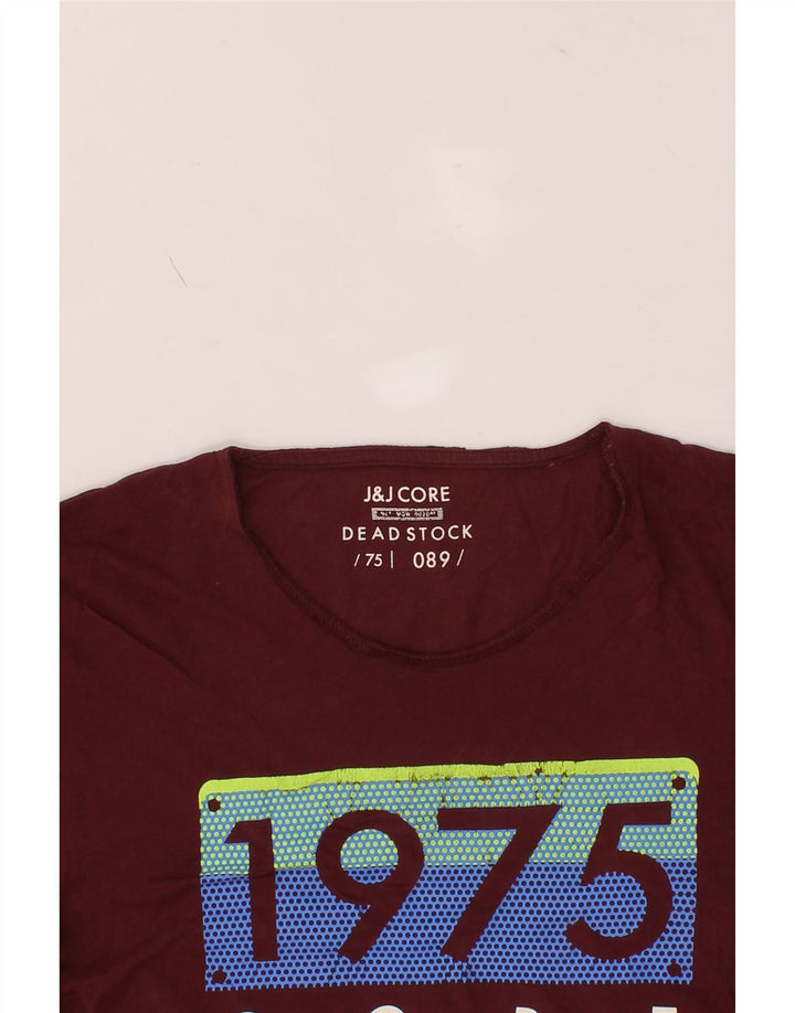 JACK & JONES Mens Graphic T-Shirt Top Medium Maroon Vintage Jack & Jones and Second-Hand Jack & Jones from Messina Hembry 