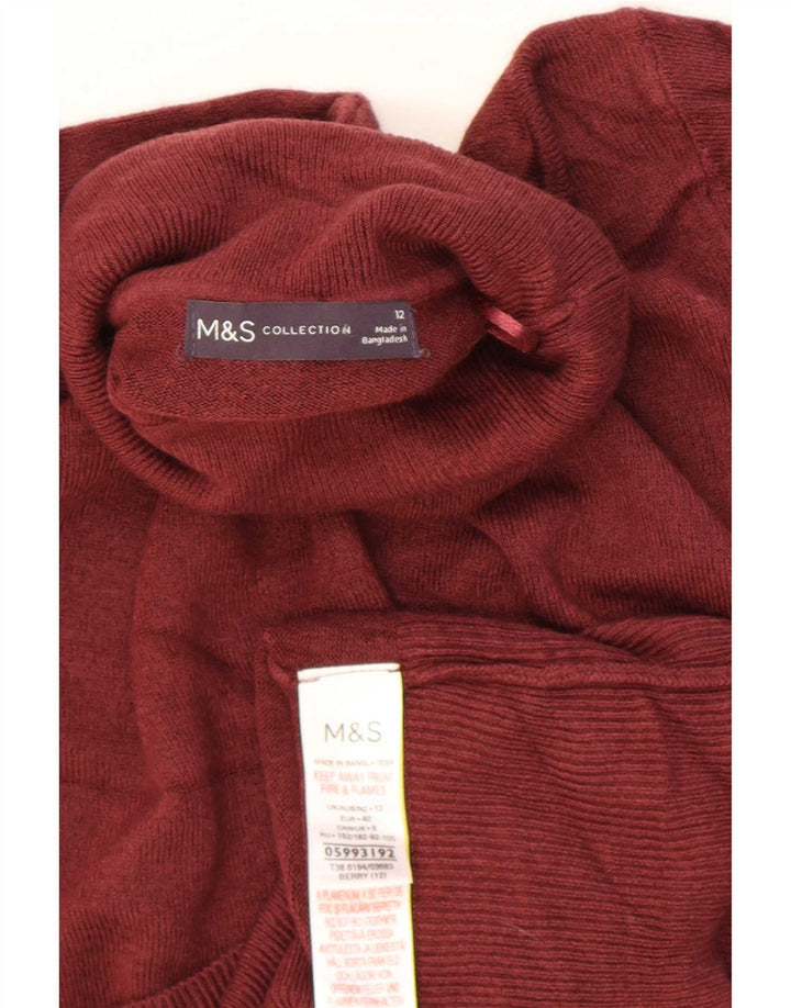 Maglione maglione a collo alto da donna Marks & Spencer UK 12 Borgogna medio