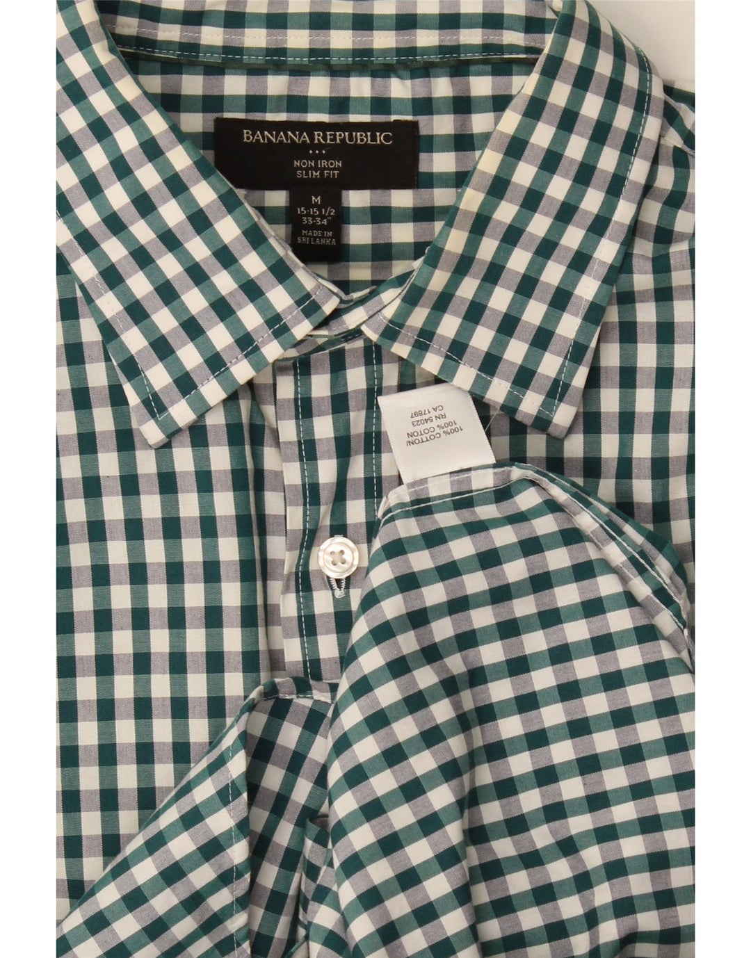 Camicia slim fit da uomo Banana Republic taglia 15 1/2 medio a quadri multicolore
