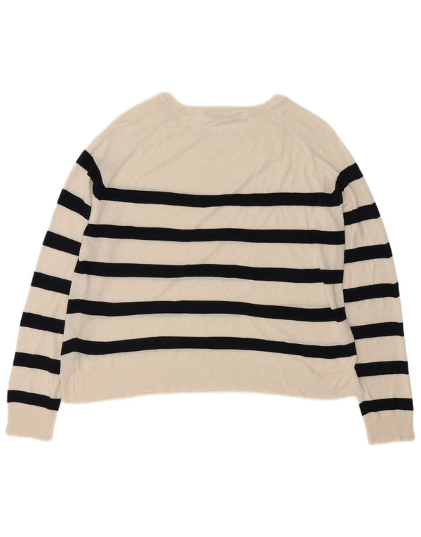 Maglione Zara da donna oversize con scollo a barca UK 10 piccolo a righe bianche