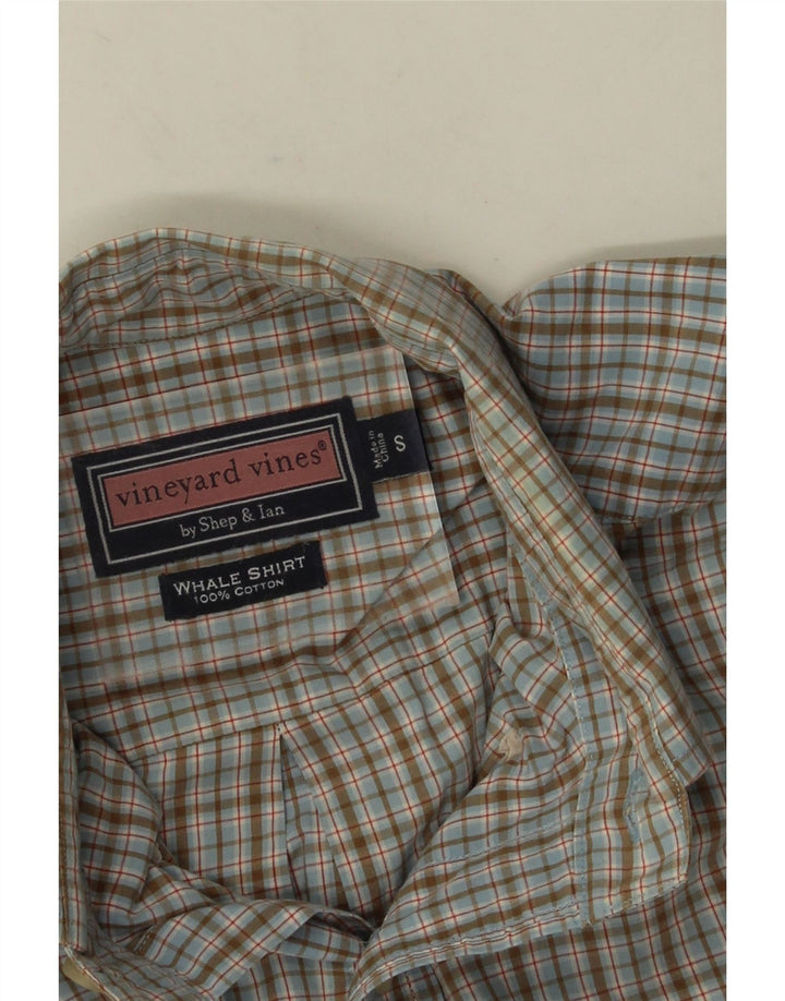 Camicia da uomo Vineyard Vines piccola in cotone a quadretti blu