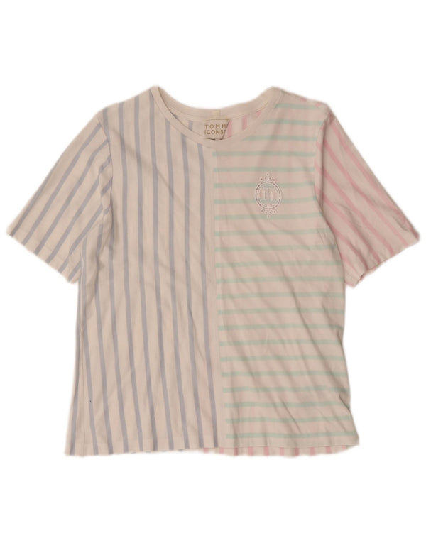 T-shirt da donna Tommy Hilfiger Top UK 10 piccola in cotone a righe multicolore