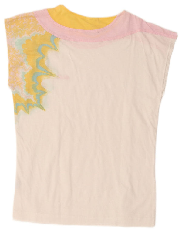 T-shirt grafica senza maniche da donna Ellesse IT 40 Small White Retro