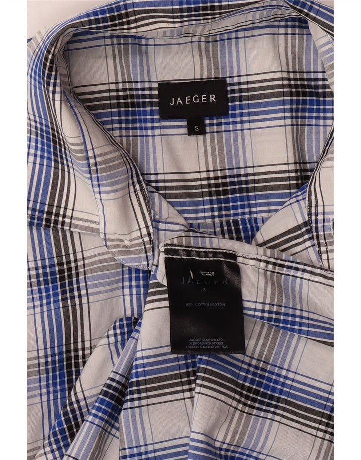 JAEGER Mens Short Sleeve Shirt Small Blue Check Cotton
