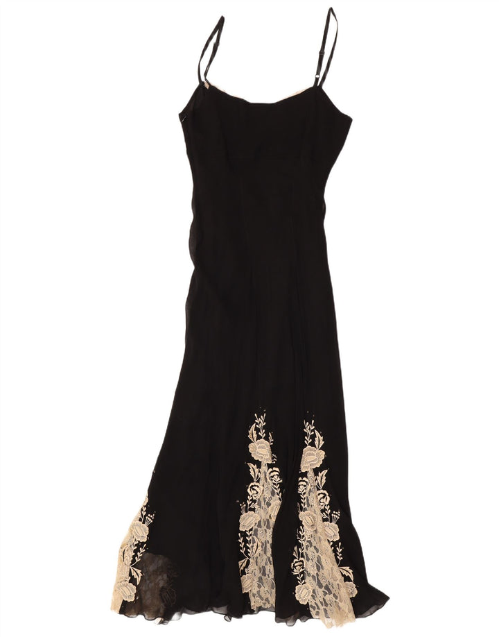 Abito lungo da donna Wallis UK 12 Viscosa floreale nera media