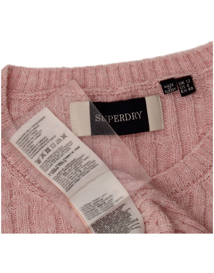 Maglione maglione girocollo da donna SUPERDRY UK 12 Acrilico rosa medio