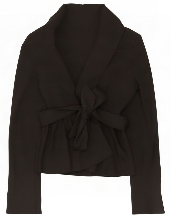 Zara Giacca blazer da donna UK 14 grande in cotone nero