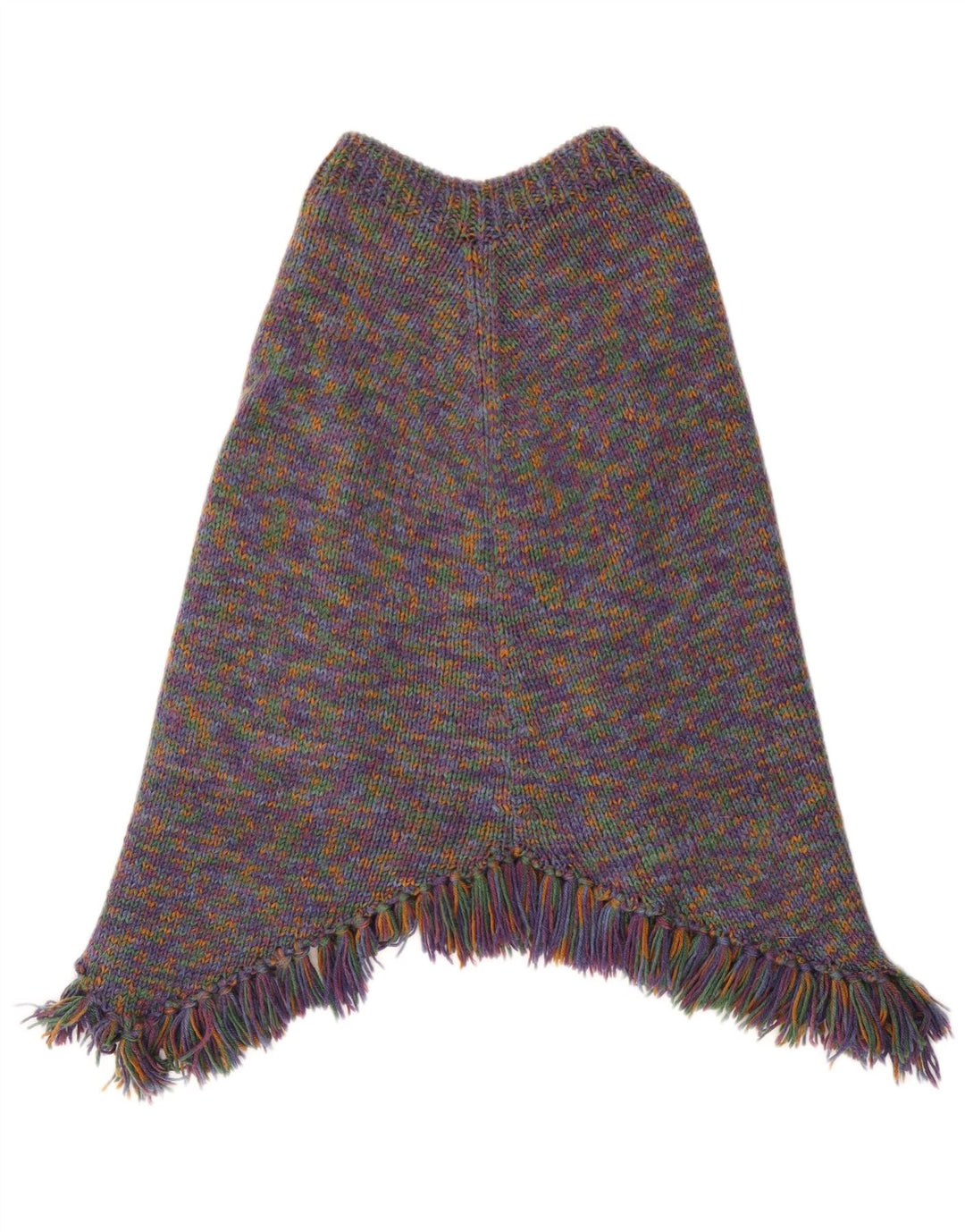 Maglione poncho vintage da donna UK 14 grande chiazzato multicolore