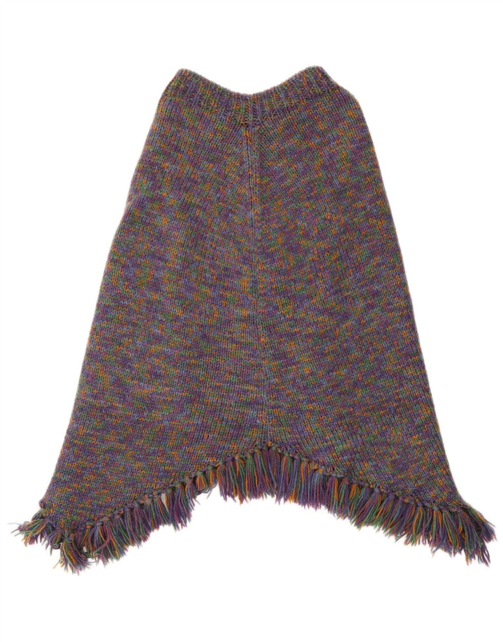 Maglione poncho vintage da donna UK 14 grande chiazzato multicolore