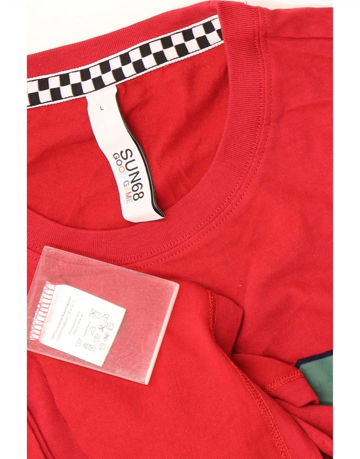 T-shirt grafica da uomo Sun68 Top grande in cotone rosso