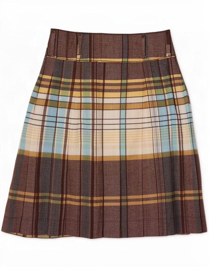 Gonna a portafoglio da donna Zara piccola W26 in lino scozzese marrone