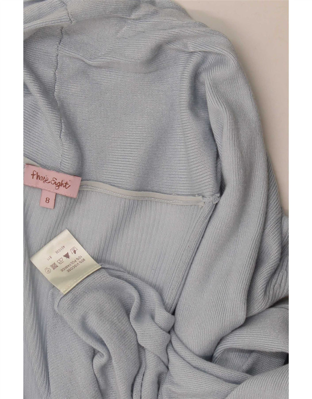 Maglione cardigan aperto lungo da donna Phase Eight UK 8 piccolo viscosa blu