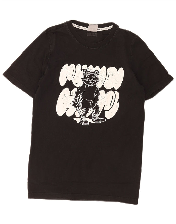 T-shirt grafica da uomo Puma Top Small in cotone nero