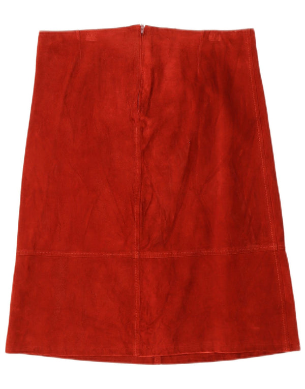 Gonna a trapezio in pelle scamosciata a vita alta da donna vintage EU 44 XL W32 in pelle bordeaux