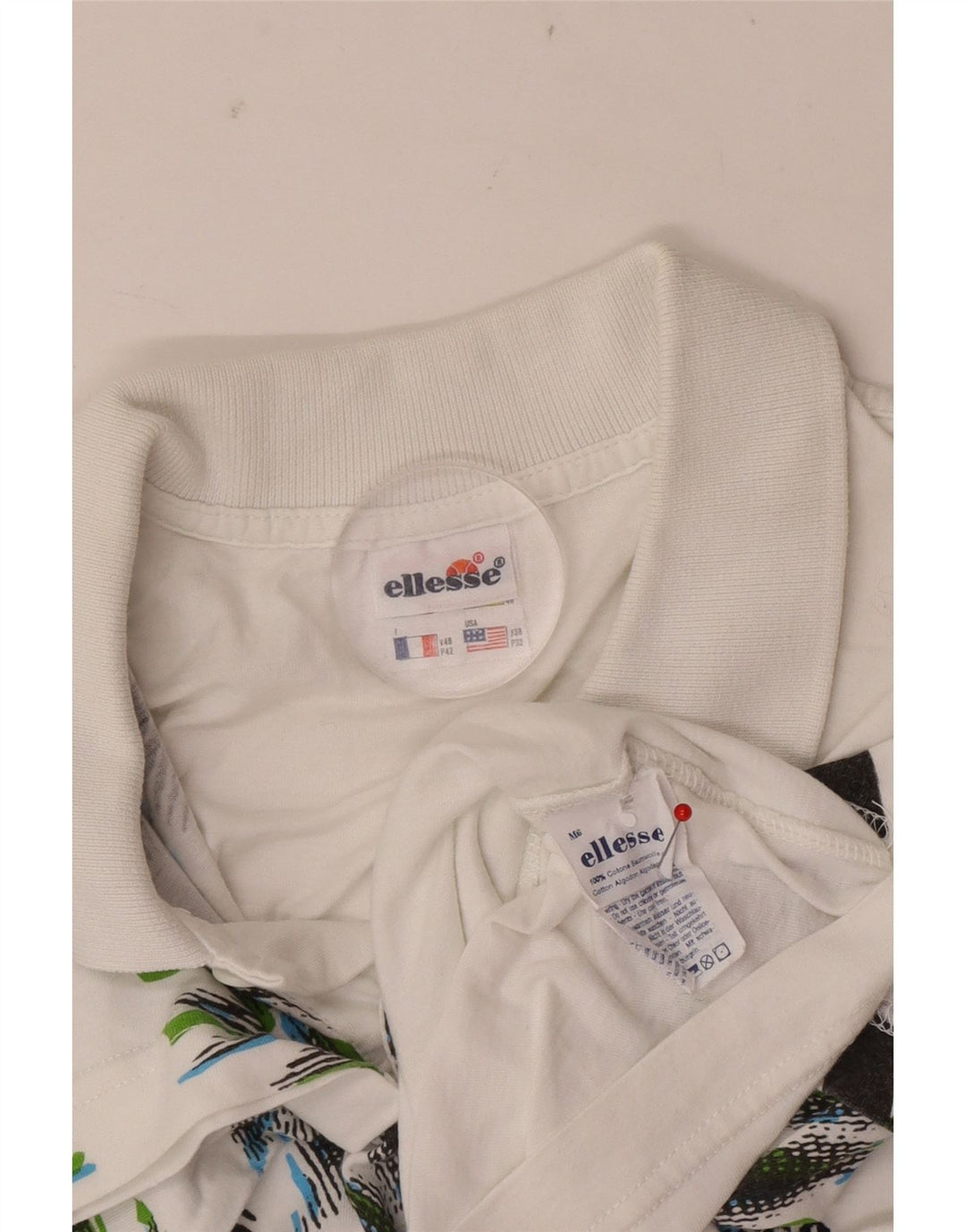 Polo da uomo Ellesse IT 48 cotone tie-dye bianco medio