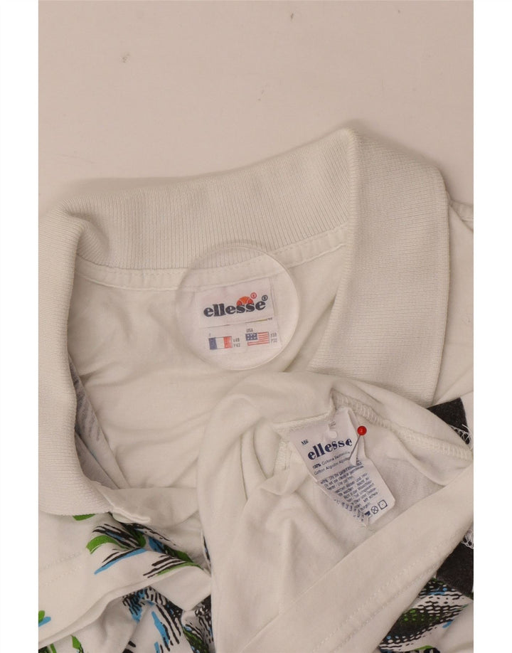 Polo da uomo Ellesse IT 48 cotone tie-dye bianco medio