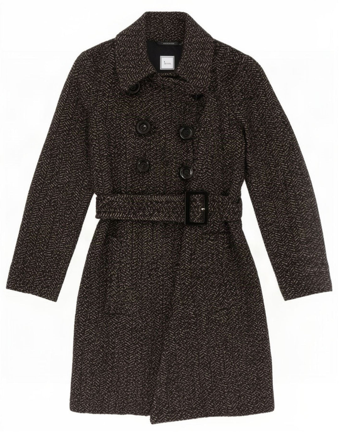Cappotto doppiopetto Zara da donna UK 10 piccolo grigio a spina di pesce