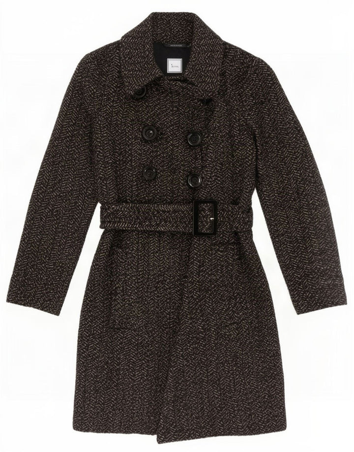 Cappotto doppiopetto Zara da donna UK 10 piccolo grigio a spina di pesce