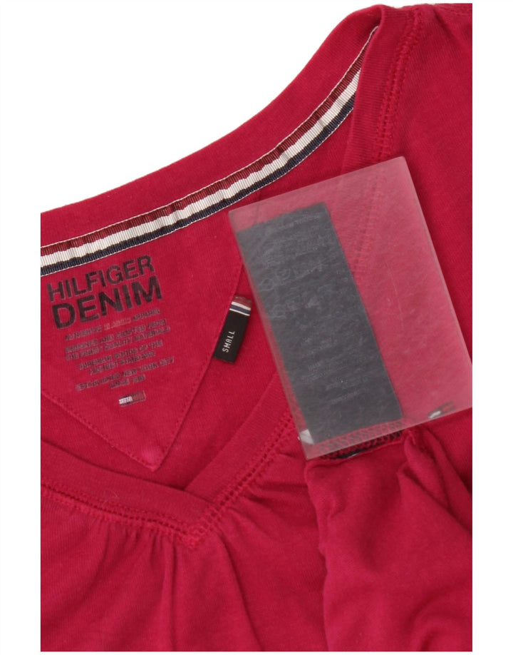 TOMMY HILFIGER T-shirt da donna Top UK 8 Small cotone rosa