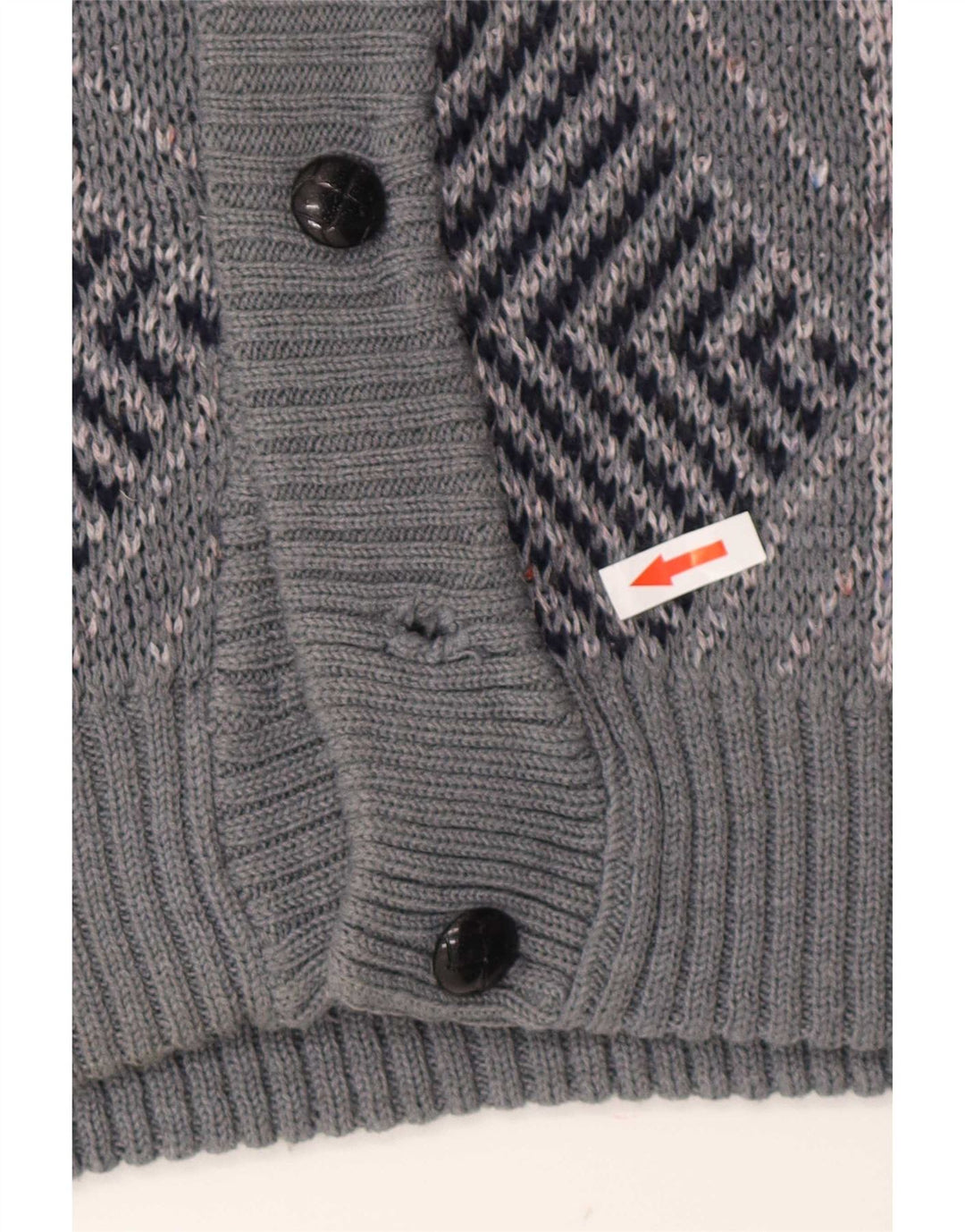 Maglione cardigan da uomo vintage grande geometrico blu