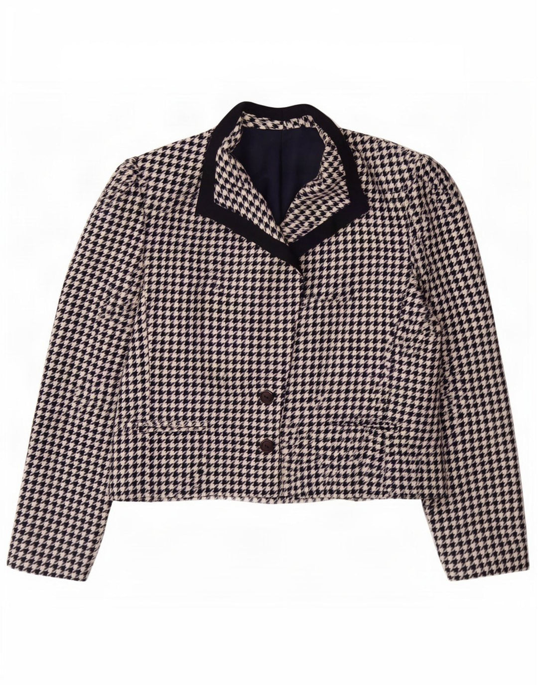 Giacca blazer a 2 bottoni da donna Mona UK 12 media pied de poule blu navy