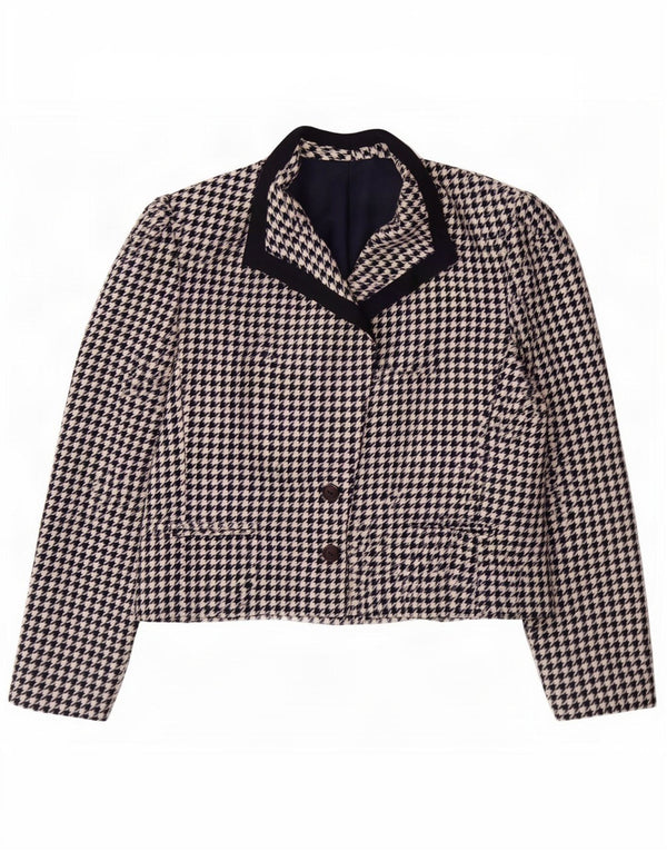 Giacca blazer a 2 bottoni da donna Mona UK 12 media pied de poule blu navy