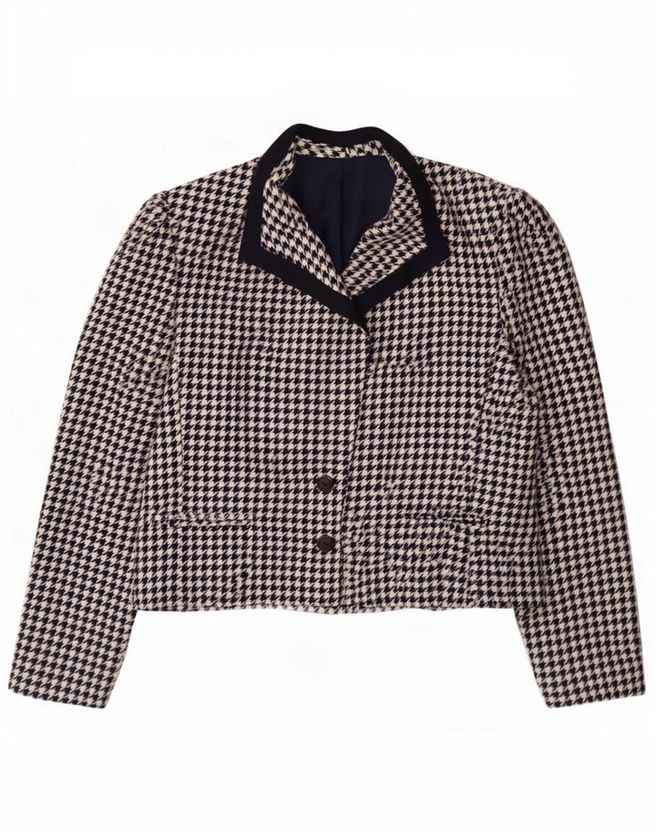 Giacca blazer a 2 bottoni da donna Mona UK 12 media pied de poule blu navy