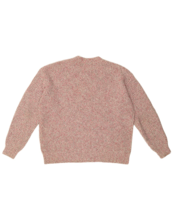 Maglione maglione girocollo da donna Marks & Spencer UK 14 rosa medio chiazzato