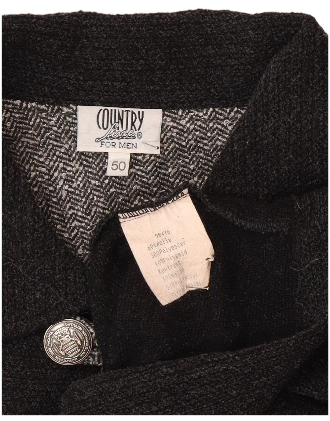 Maglione country da uomo con collo alto IT 50 lana grigio medio