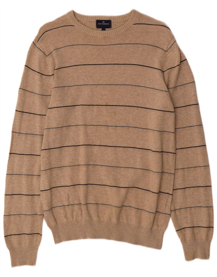 Maglione maglione girocollo da uomo Marks & Spencer blu Harbour piccolo beige