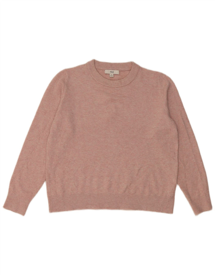 Maglione maglione girocollo da donna Marks & Spencer UK 14 Poliestere rosa medio