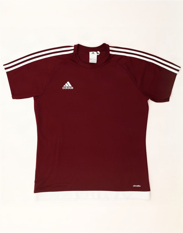 T-shirt Adidas Climalite da uomo, grande, in poliestere color block bordeaux