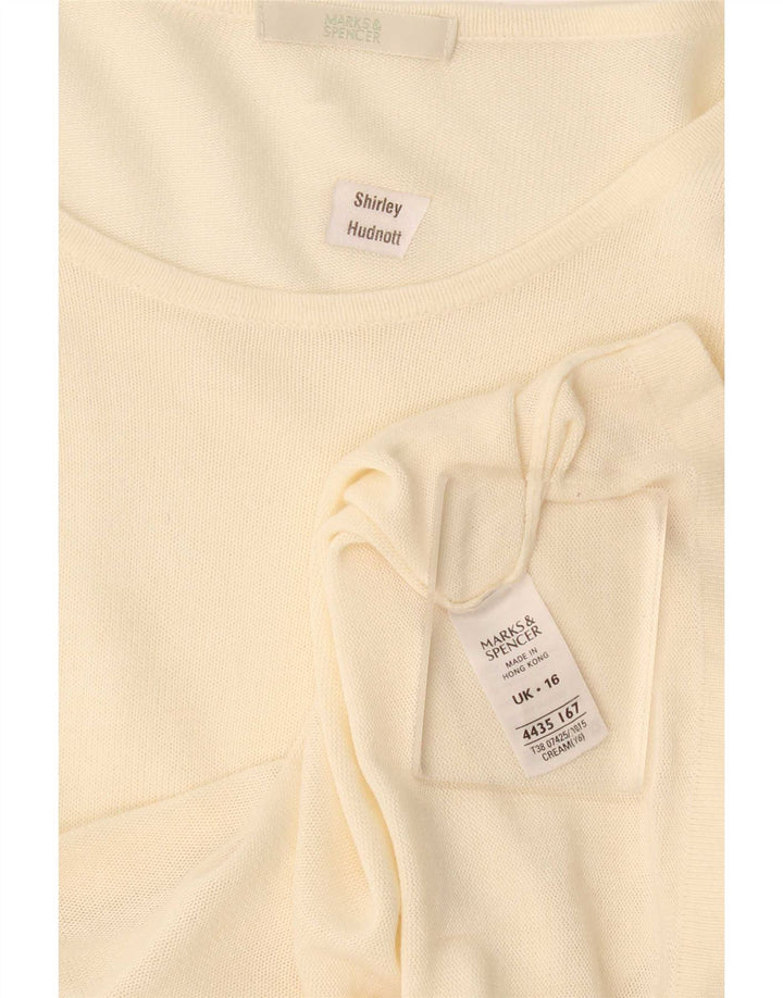 Marks & Spencer Top da donna a maniche lunghe UK 16 Large Beige Acrilico