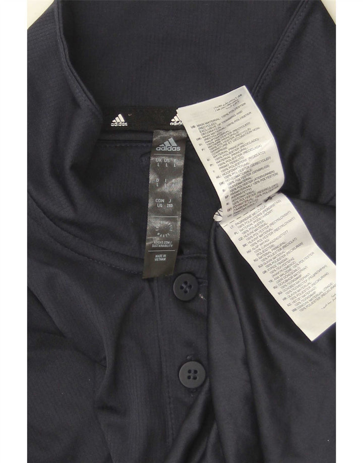 Polo Adidas Aeroready da uomo grande in poliestere blu navy