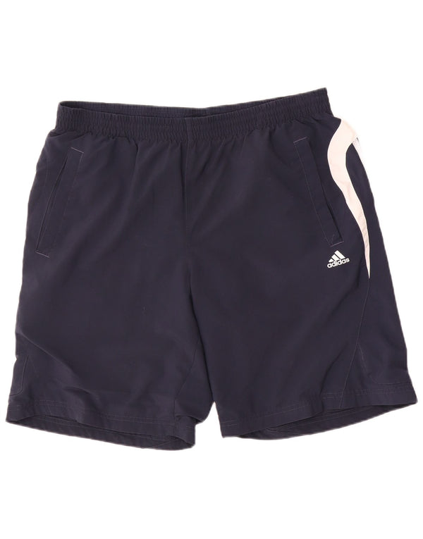 Pantaloncini sportivi Adidas Climalite da uomo di grandi dimensioni in poliestere color block blu navy