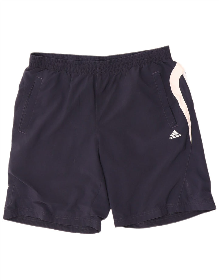 Pantaloncini sportivi Adidas Climalite da uomo di grandi dimensioni in poliestere color block blu navy